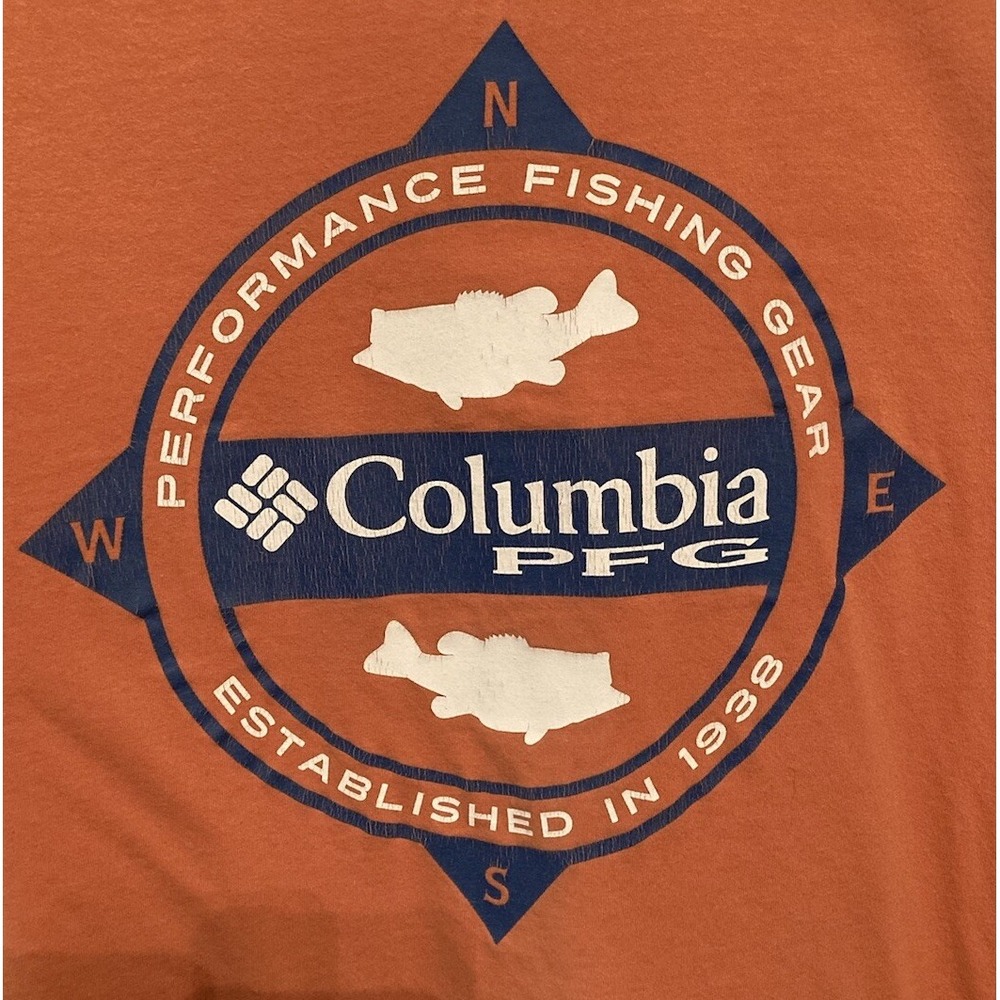 Columbia PFG Short Sleeve Graphic T Shirt Orange Size XL  Preowned Nice - Picture 5 of 11